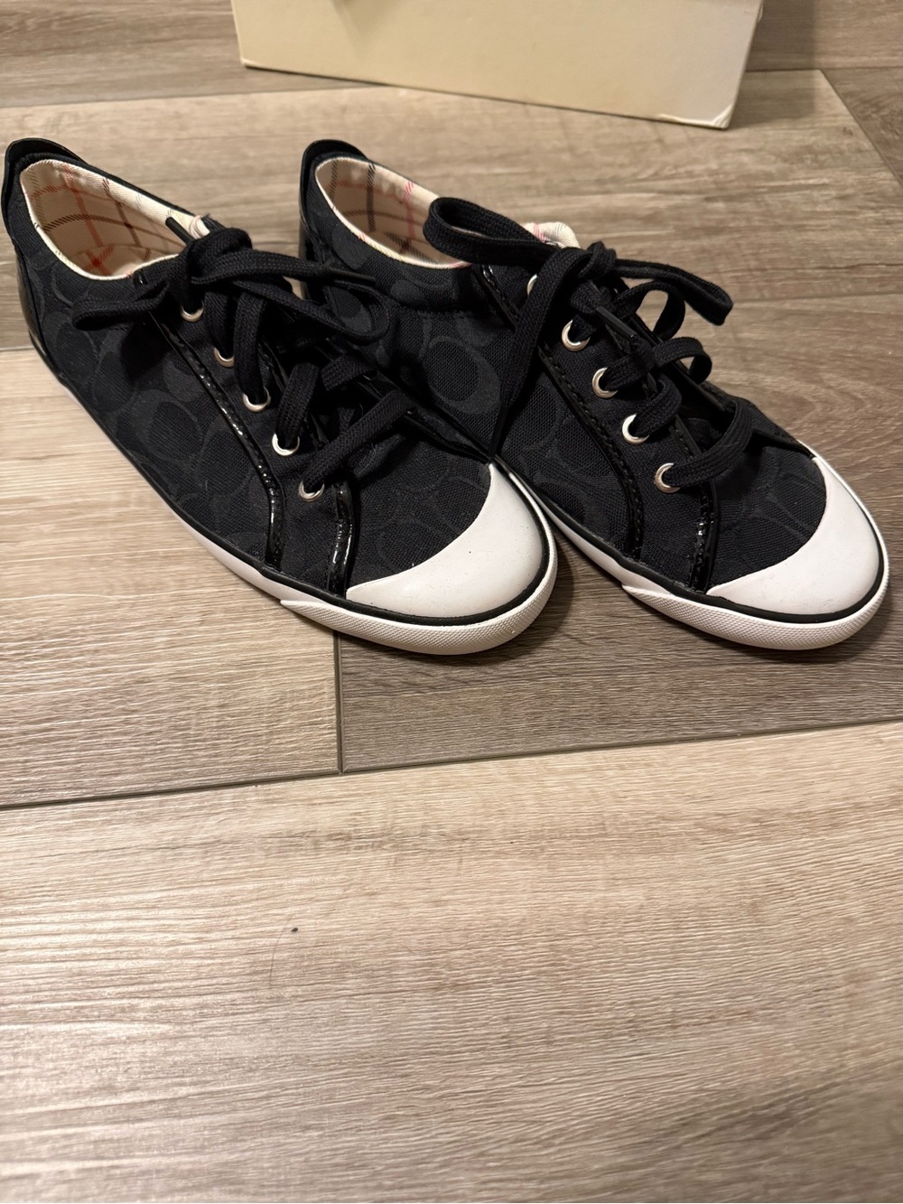 Coach Black Low-Top Logo Lace-Up Sneakers with White Toe - Picture 3 of 7